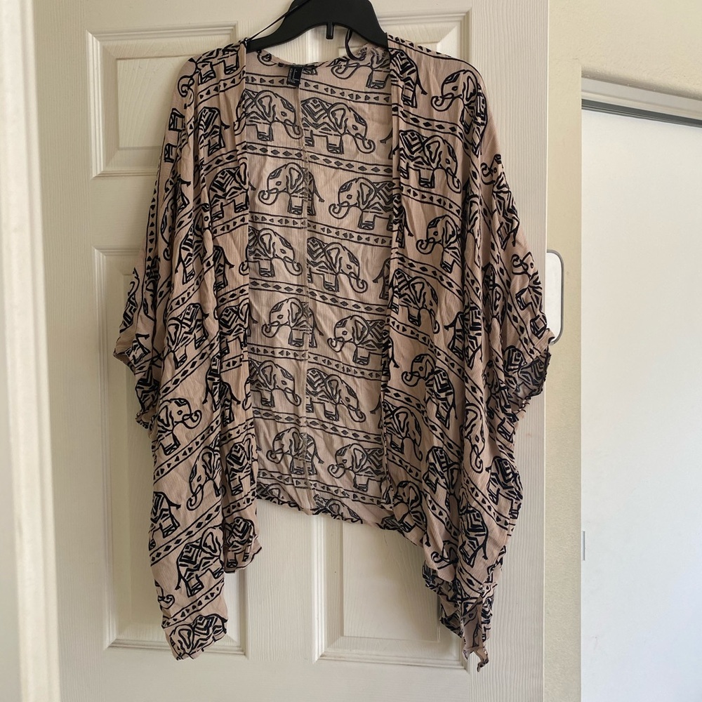 Forever 21 Elephant Kimono Cover Up Side slits